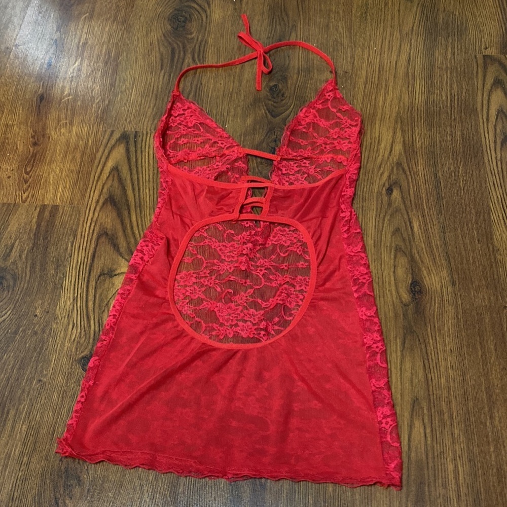 🍒 Cherry Red Lace Teddy Dress 🍒 - Picture 8 of 10